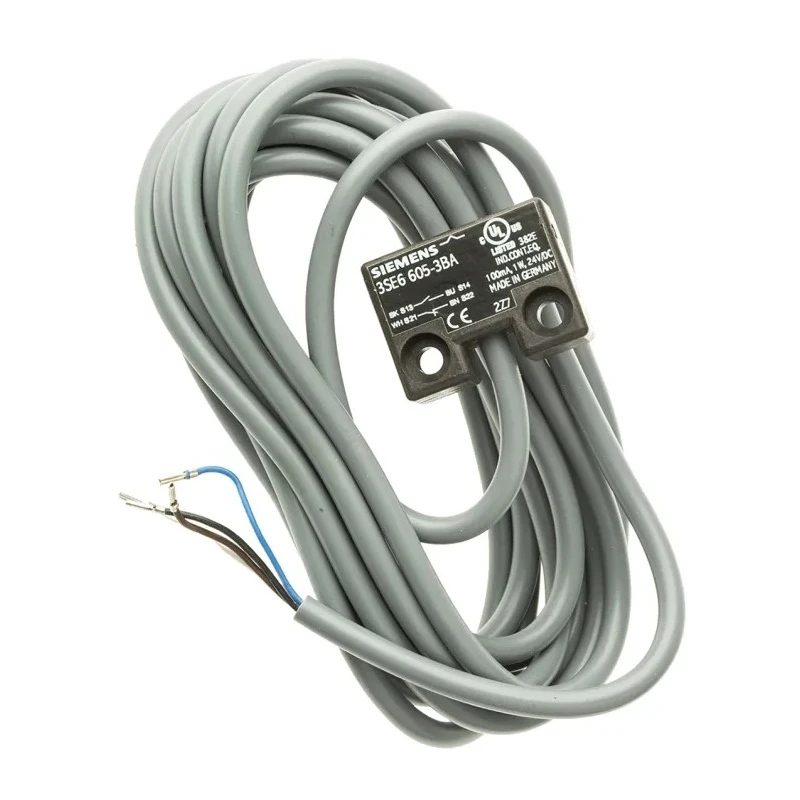 Siemens 3SE6 Series Magnetic Non-Contact Safety Switch Plastic Housing 24V dc 1 NO 1 NC 3 m Cable 3SE6605-3BA
