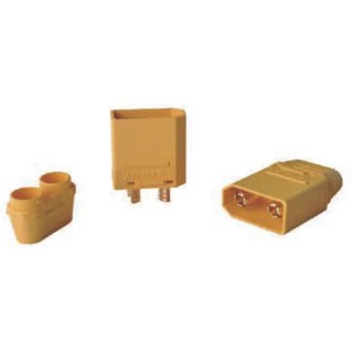 RS PRO XT90H Compact Power Connector Cable 2 Pole 40A 500V DC Polyamide Housing Brass Contacts Gold Plating XT90H