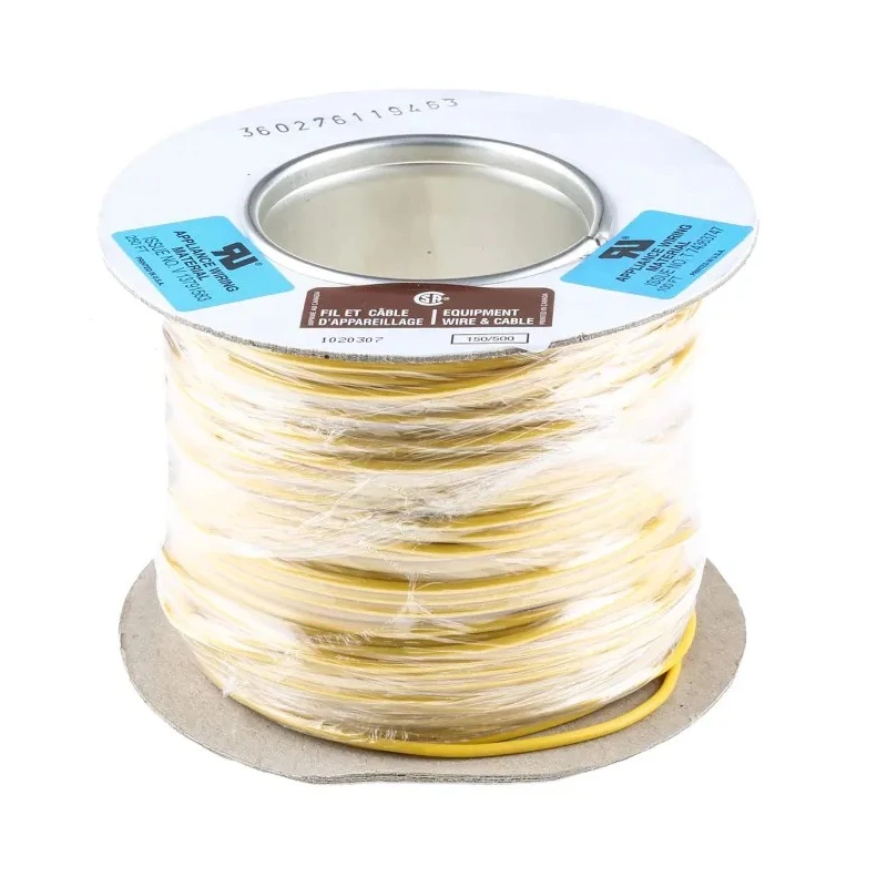 RS PRO Tri-Rated Series Yellow Hook Up Wire 20 AWG 24 x 0.2 mm Core Strands 100 m PVC Insulation 180-5932