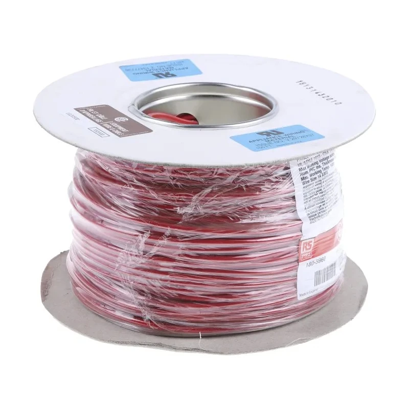 RS PRO Red Hook Up Wire 14 AWG 50 x 0.25 mm Core Strands 100 m Polyvinyl Chloride 180-5960