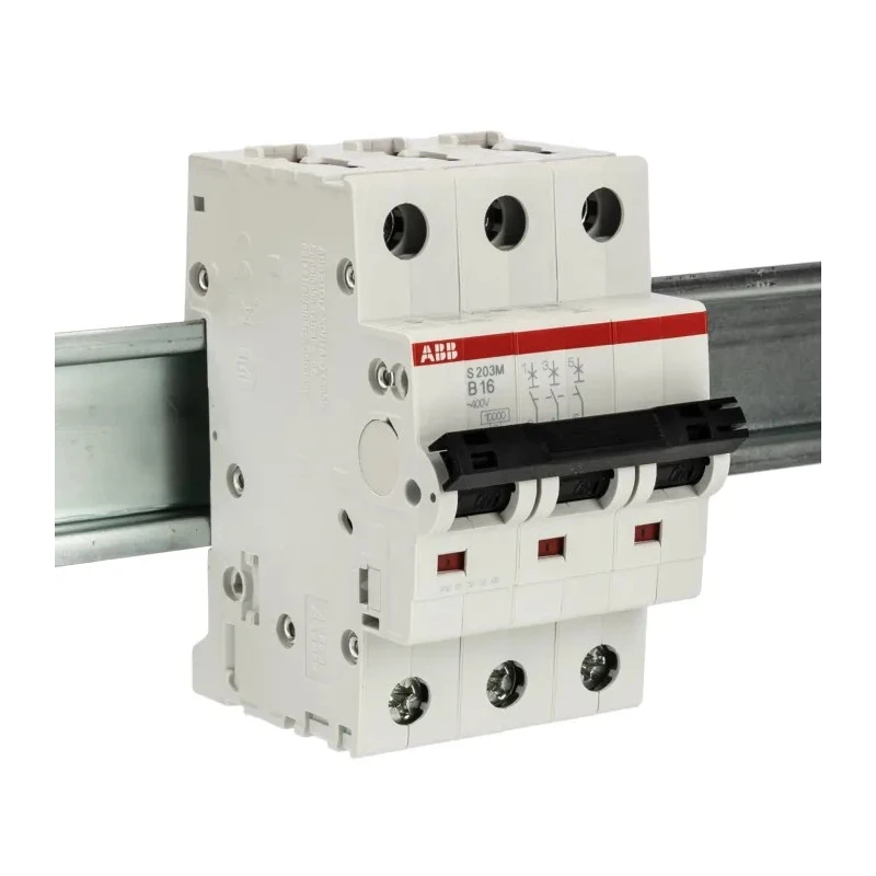 ABB System Pro M Compact Miniature Circuit Breaker, 3-Pole, 16A, Type B, 440V AC, 12V DC, 10kA 2CDS273001R0165 S203M-B16