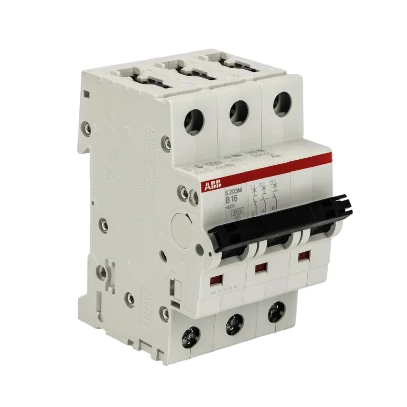 ABB System Pro M Compact Miniature Circuit Breaker, 3-Pole, 16A, Type B, 440V AC, 12V DC, 10kA 2CDS273001R0165 S203M-B16