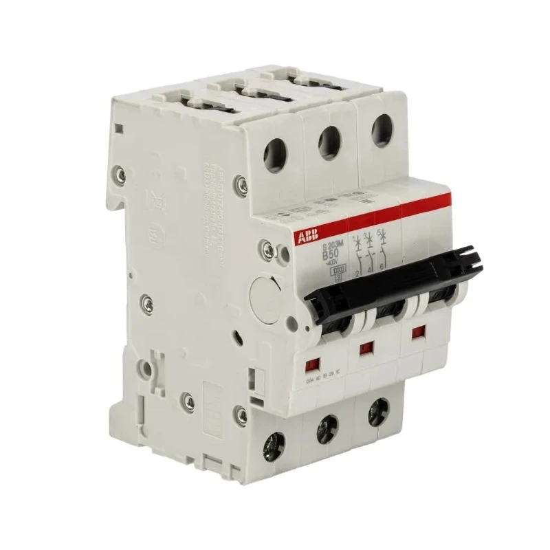 ABB System Pro M Compact S200M Miniature Circuit Breaker 3-Pole 50A Type B 440V AC 12V DC 10kA 2CDS273001R0505 S203M-B50