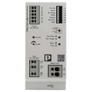 Phoenix Contact Uninterruptible Power Supply 24V DC 100-240V AC Input 120W DIN Rail Mount TRIO-UPS-2G/1AC/24DC/5 2907160