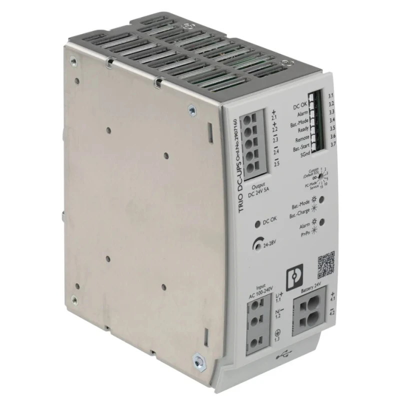Phoenix Contact Uninterruptible Power Supply 24V DC 100-240V AC Input 120W DIN Rail Mount TRIO-UPS-2G/1AC/24DC/5 2907160
