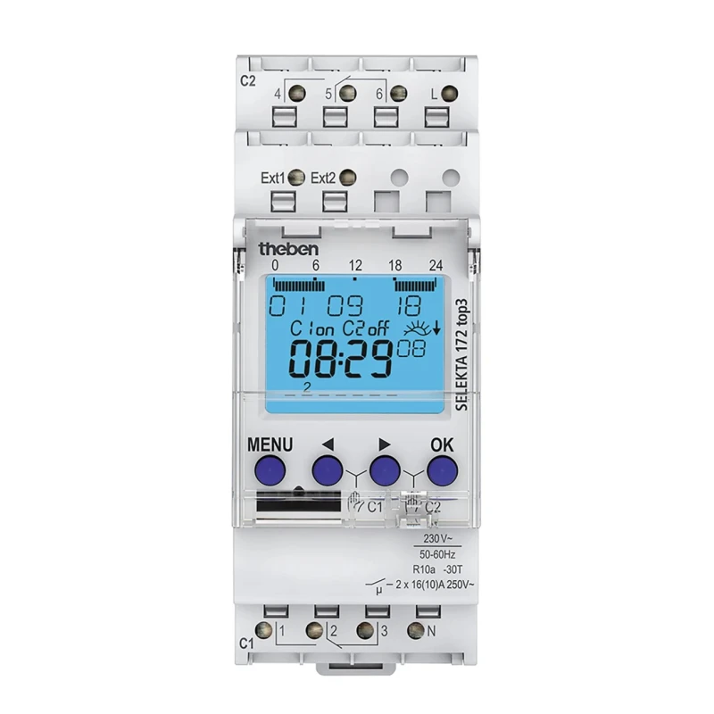 Theben Digital SELEKTA 172 Top3 DIN Rail Time Switch 230V AC TOP3