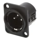 Deltron Panel XLR Connector, Straight Orientation, 50V AC, 15A Current, Male 3-Way, Silver Plating, Model 717-0301