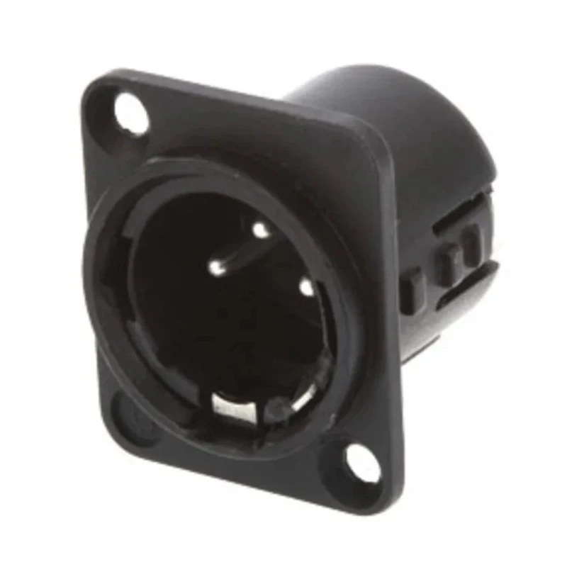 Deltron Panel XLR Connector, Straight Orientation, 50V AC, 15A Current, Male 3-Way, Silver Plating, Model 717-0301