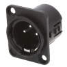 Deltron Panel XLR Connector, Straight Orientation, 50V AC, 15A Current, Male 3-Way, Silver Plating, Model 717-0301