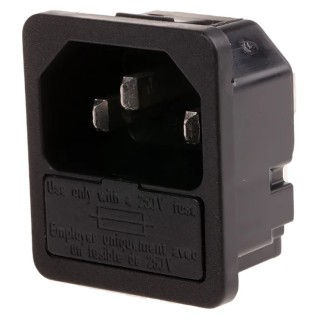 Schurter C14 Straight Snap-in IEC Connector 250V 10A Fuse Size 5 x 20 mm 6200.4320