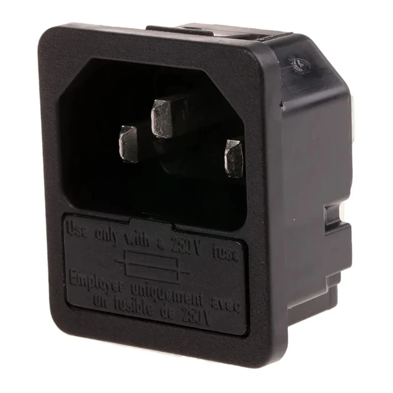 Schurter C14 Straight Snap-in IEC Connector 250V 10A Fuse Size 5 x 20 mm 6200.4320