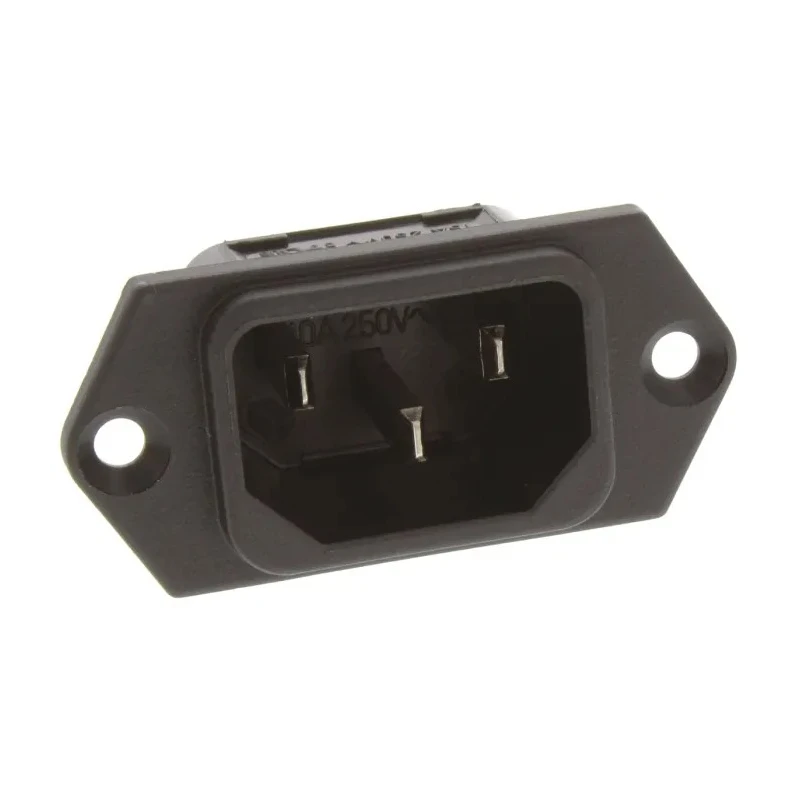 Schurter C14 Straight Panel Mount IEC Connector 250V 10A Screw Termination 6100.3300
