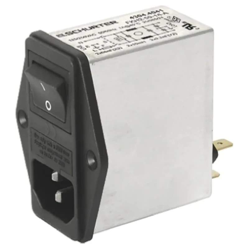 Schurter 250V AC 2A Panel Mount IEC Connector Male 2 Pole 1 Fuse Quick Connect 4304.4002