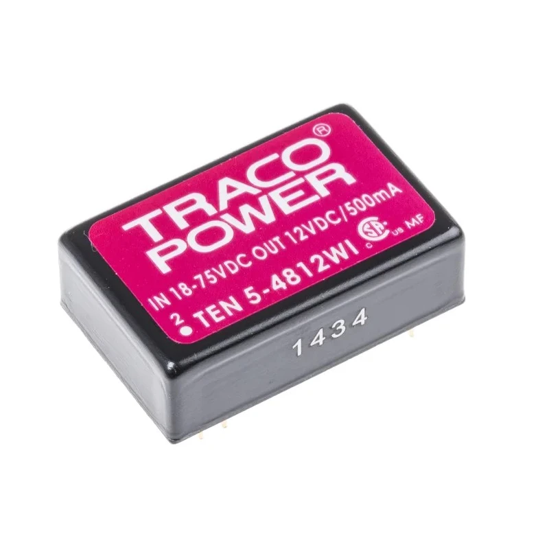 TRACOPOWER DC-DC Converter , 12V DC Output, 500mA, 36-75V DC Input, 6W Power, PCB Mount, DIP-24 Package, -40°C TEN 5-4812WI