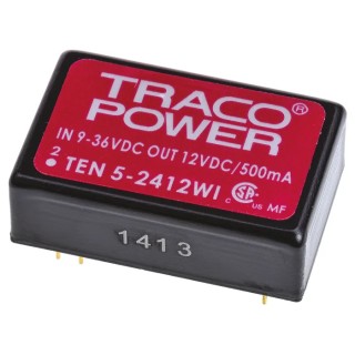 TRACOPOWER High Efficiency DC/DC Converter 12V DC 500mA 5W Through Hole TEN 5-2412WI