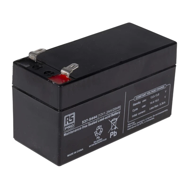 RS PRO 12 V T1 Sealed Lead Acid Battery 1.2 Ah AGM Construction 52mm x 97mm 537-5444