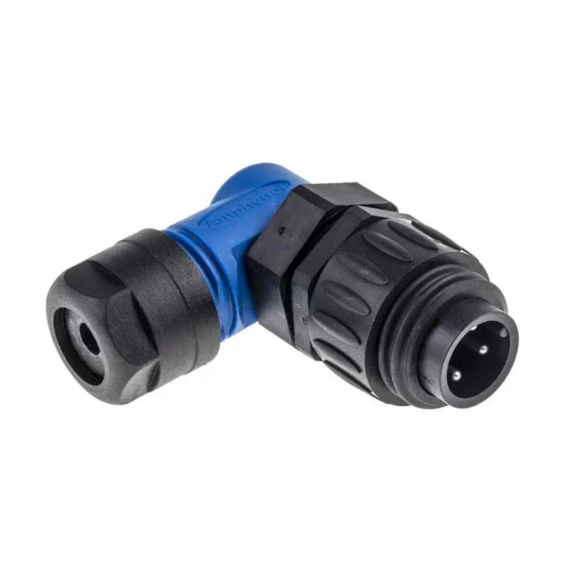 Amphenol Industrial Circular Connector 3 Contacts Plug Male Cable Mount Right Angle IP67 Ecomate M Series C01620K00310010