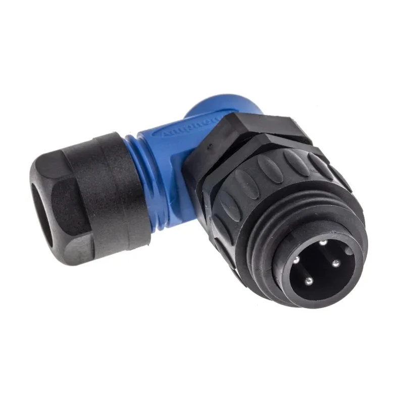 Amphenol Industrial Circular Connector 3 Contacts Plug Male Cable Mount Right Angle IP67 Ecomate M Series C01620K00310010