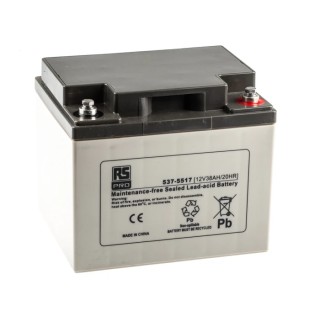 RS PRO 12 V, T6 Sealed Lead Acid Battery 38 Ah, AGM Construction, 170mm x 197mm 537-5517