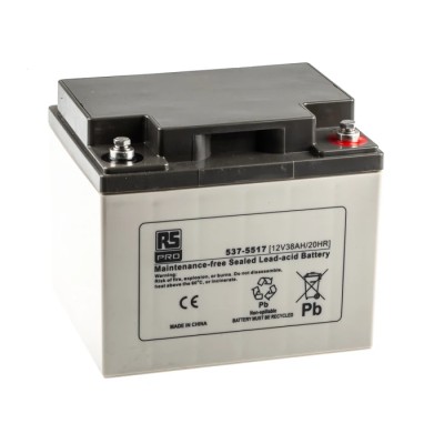 RS PRO 12 V, T6 Sealed Lead Acid Battery 38 Ah, AGM Construction, 170mm x 197mm 537-5517