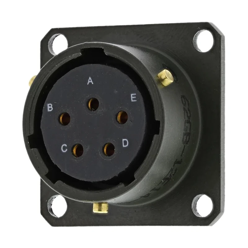 Amphenol Limited MIL Spec Circular Connector 5 Contacts 13A 850V AC Brass Gold Plated Female Olive Shell Box 62GB-12E14-05SN