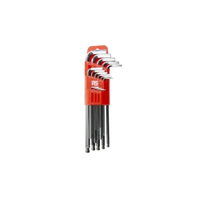 RS PRO 15 Piece L Metric Hex Key Set Hex Size 1.27 to 10 mm Chrome Finish S2 Steel 542-3509