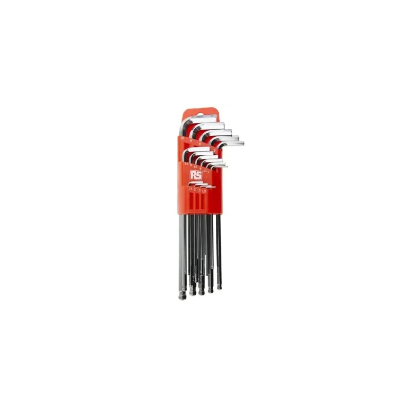 RS PRO 15 Piece L Metric Hex Key Set Hex Size 1.27 to 10 mm Chrome Finish S2 Steel 542-3509