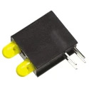 Dialight Yellow Right Angle PCB LED Indicator 3 mm (T-1), 2 LEDs 2.4 V Single Colour 553-0233-200F