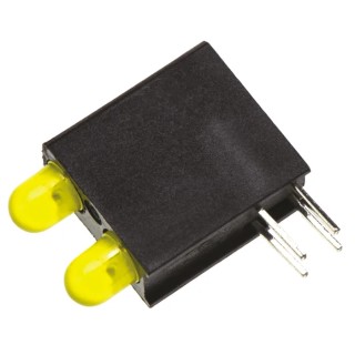 Dialight Yellow Right Angle PCB LED Indicator 3 mm (T-1), 2 LEDs 2.4 V Single Colour 553-0233-200F