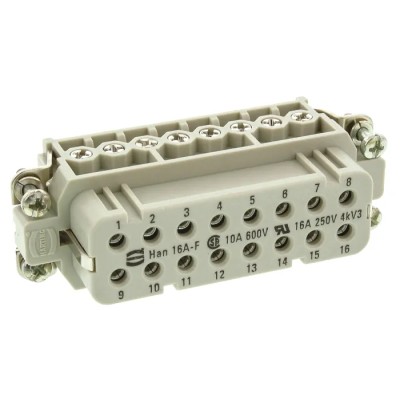 HARTING Heavy Duty Power Connector Insert 16A 600V Han A Series Female 16 Contacts 09200162812