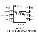 Broadcom DC Input Optocoupler, Through Hole Mount, 8-Pin SOIC Package HCPL-0600-000E