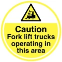 RS PRO Self-Adhesive Vinyl Floor Sign Hazard & Warning Label Yellow Black Symbol and Text 450mm Dia 181-2265