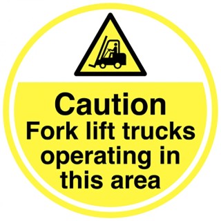 RS PRO Self-Adhesive Vinyl Floor Sign Hazard & Warning Label Yellow Black Symbol and Text 450mm Dia 181-2265