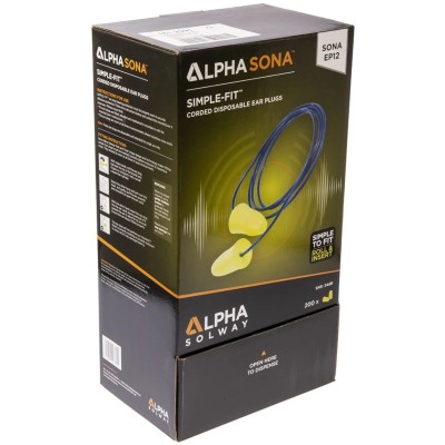 Skytec EP 12 Series Yellow Disposable Corded Ear Plugs, 34 dB SNR, 200 Pairs HPC/ALP/SOTAEP12