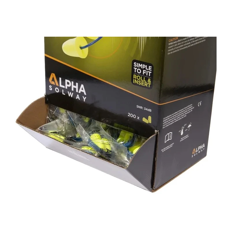Skytec EP 12 Series Yellow Disposable Corded Ear Plugs, 34 dB SNR, 200 Pairs HPC/ALP/SOTAEP12