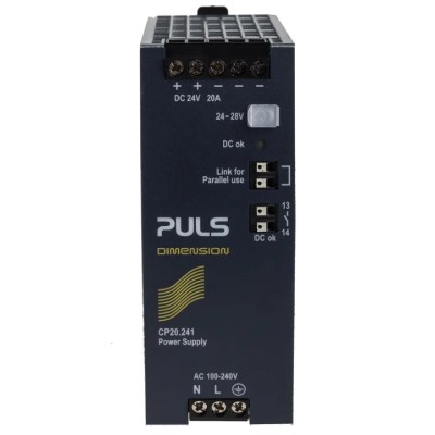 PULS CP DIN Rail Power Supply 1 Phase 24V DC, 20A Output, 480W Power, IP20, Czech Republic CP20.241-C1