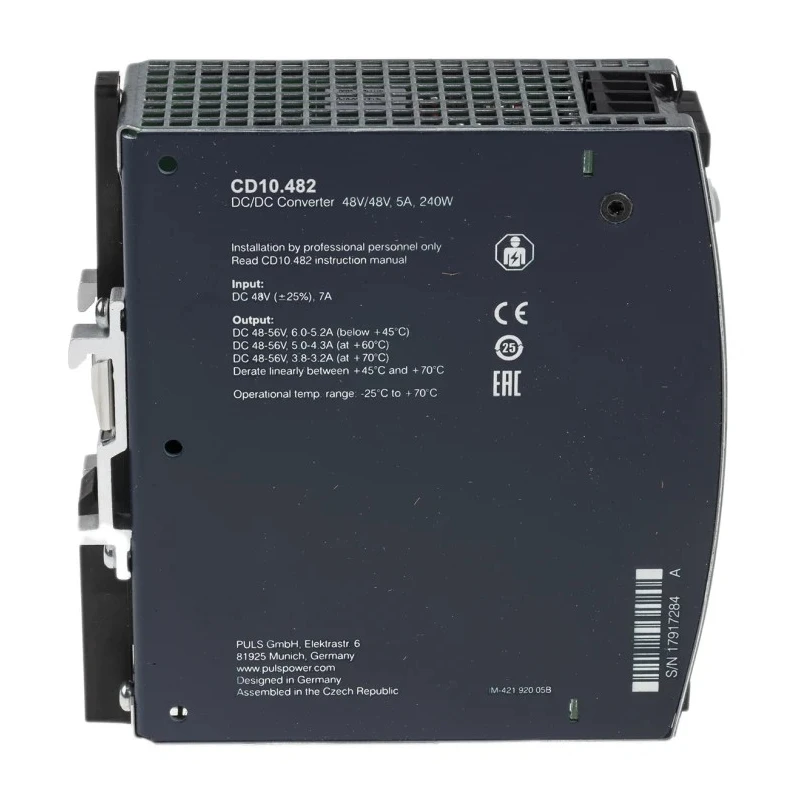 PULS Isolated DIN Rail DC/DC Converter 48V dc Output 5A 60V dc Input 240W High Efficiency CD10.482