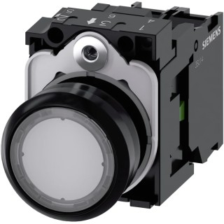 Siemens SIRIUS ACT 3SU11 Series Illuminated Momentary Push Button Switch, Plate Mount, 22 mm Cutout 3SU1103-0AB70-1BA0