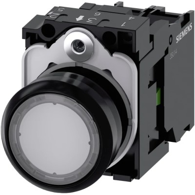 Siemens SIRIUS ACT 3SU11 Series Illuminated Momentary Push Button Switch, Plate Mount, 22 mm Cutout 3SU1103-0AB70-1BA0