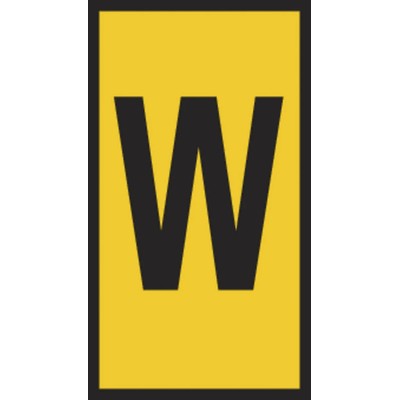 HellermannTyton Slide-On Pre-Printed Cable Marker Black Legend "W", Yellow PVC, 1.8 to 6.3 mm Cable Diameter United HODS85