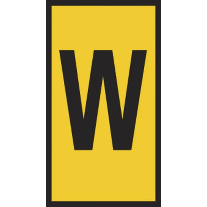 HellermannTyton Slide-On Pre-Printed Cable Marker Black Legend "W", Yellow PVC, 1.8 to 6.3 mm Cable Diameter United HODS85