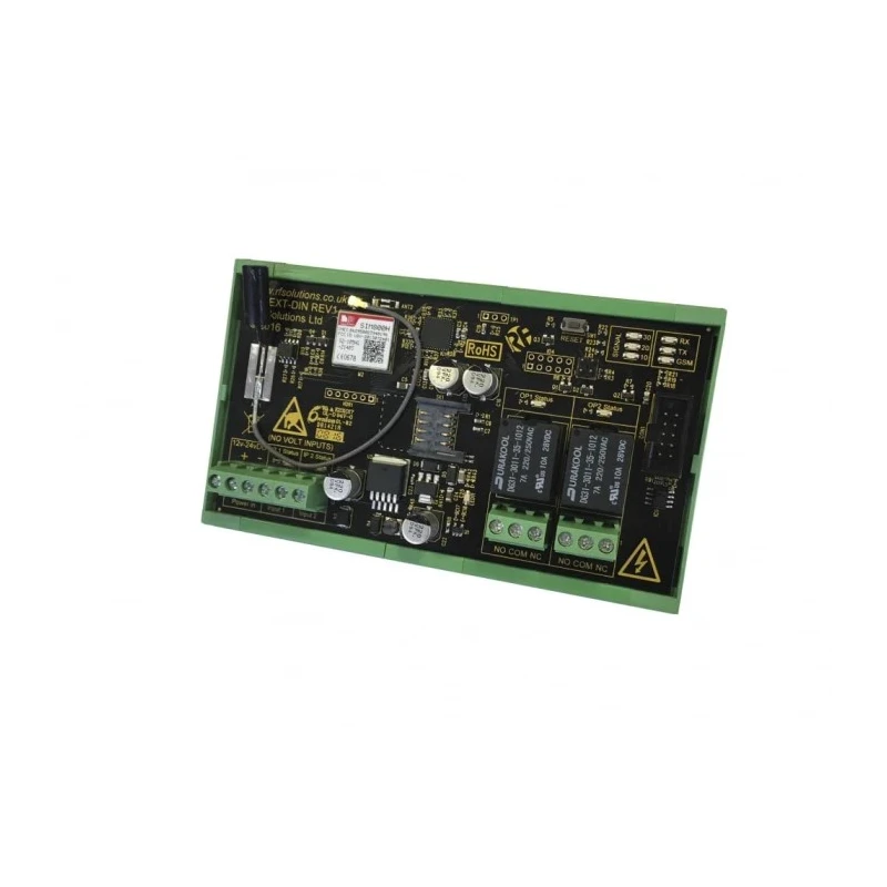 RF Solutions Two-Way GSM Remote Control System 12/24 V 2 Channels EZTEXT-DIN