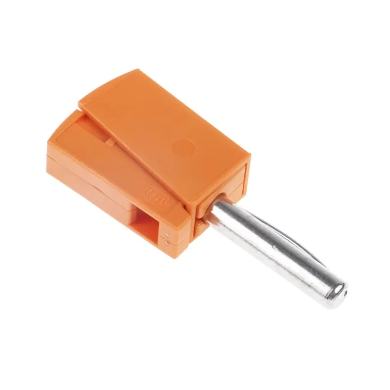 WAGO Orange Male Banana Plug 4 mm Connector, Cage Clamp Termination, 42V, 20A, Nickel Plating 215-211
