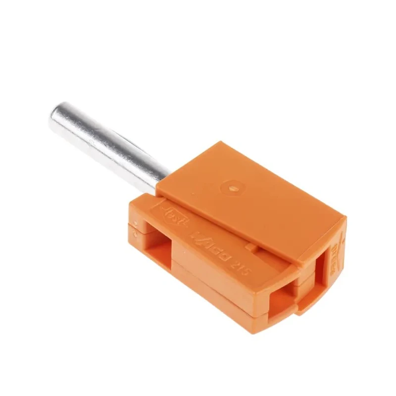 WAGO Orange Male Banana Plug 4 mm Connector, Cage Clamp Termination, 42V, 20A, Nickel Plating 215-211