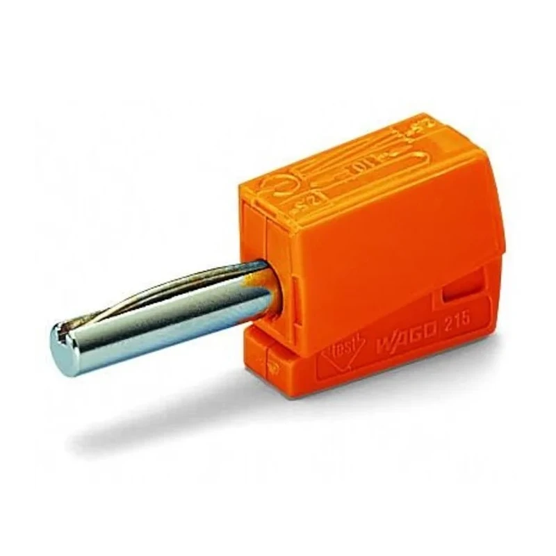 WAGO Orange Male Banana Plug 4 mm Connector, Cage Clamp Termination, 42V, 20A, Nickel Plating 215-211