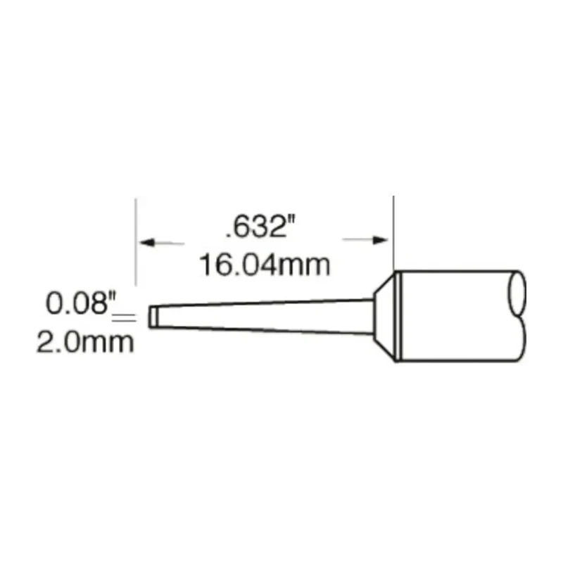 Metcal SxP 2 mm Chisel 16.04 mm Soldering Iron Tip for use with MFR-H1-SC2 SFP-CHL20