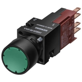 Siemens Push Button Switch, Momentary, Panel Mount, 16 mm Cutout, IP65, Red Actuator 3SB2203-0AC01