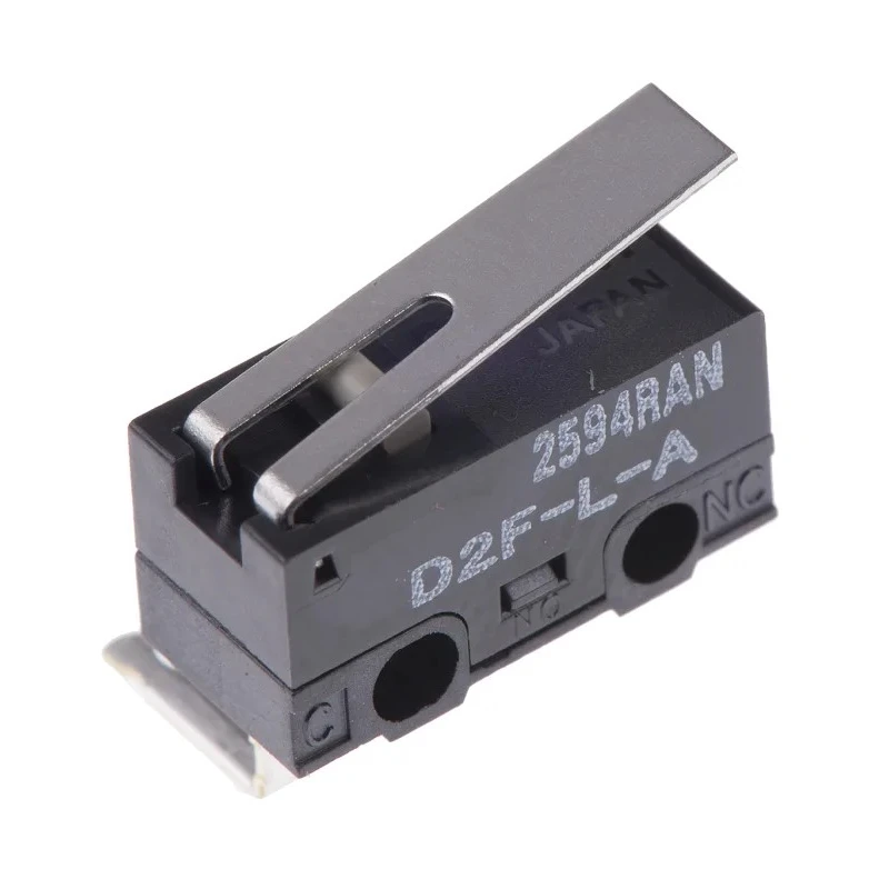 Omron Ultra-Subminiature Hinge Lever Micro Switch Right Angle PCB Terminal 3A 30V dc SPDT IP40 D2F-L-A