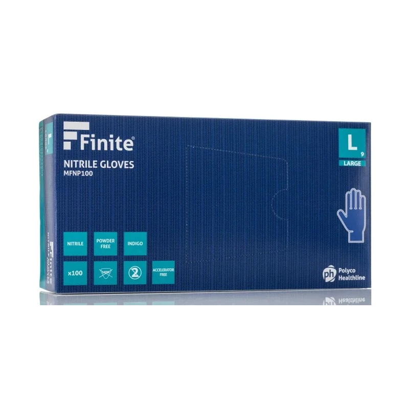Polyco Healthline Indigo Purple Nitrile Disposable Gloves Size L Chemical Resistant 100 Pcs MFNP100/03