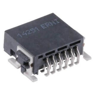 ERNI SMC Series Right Angle Surface PCB Header 12 Contact 1.27 mm Pitch 2 Row Shrouded 154763 / 154763-E
